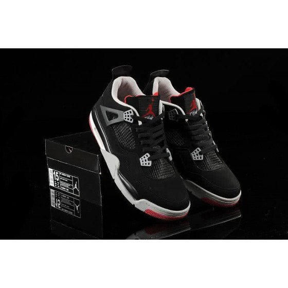  Air Jordan 4 Leather Black White Red Men