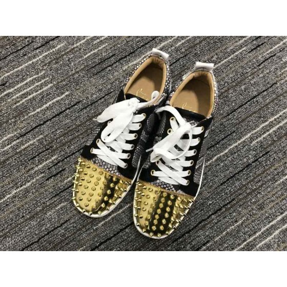 Christian Louboutin Low Top Lace-up Golden Rivets On Toe Cap And Fake Snakeskin