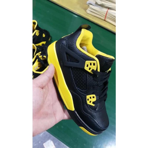 Air Jordan 4 Shoes Black And Yellow Children