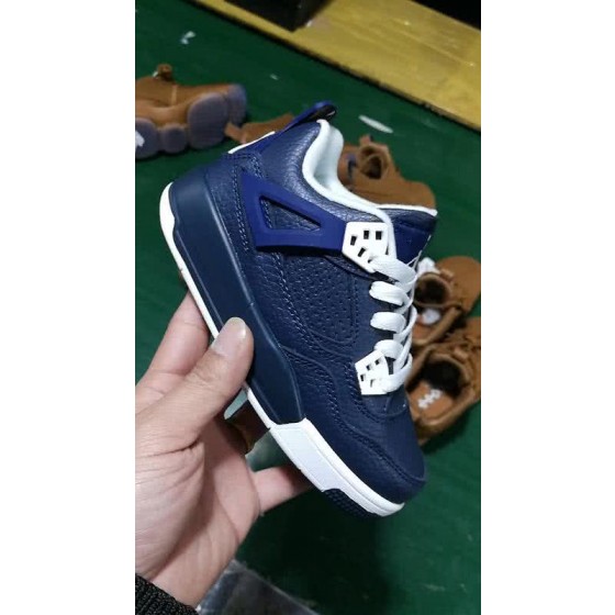 Air Jordan 4 Shoes Black And Blue Children