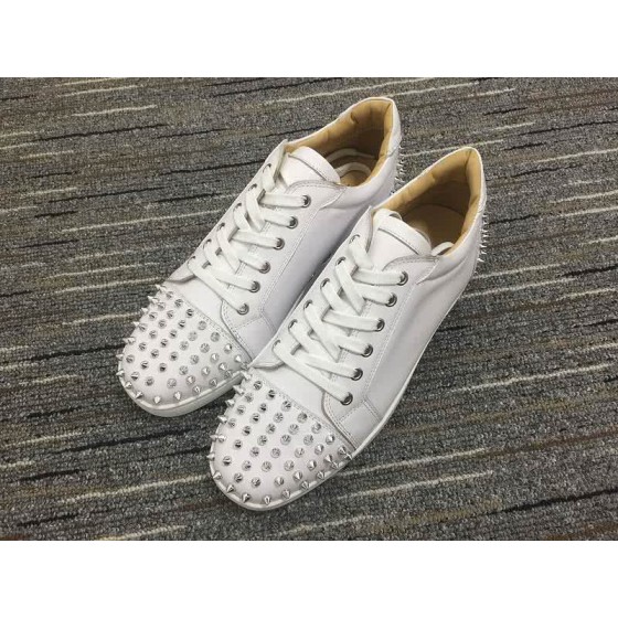 Christian Louboutin Low Top Lace-up White And Silver Rivets