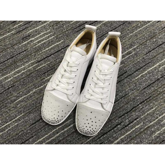 Christian Louboutin Low Top Lace-up White And Rhinestone