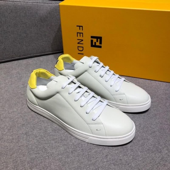 Fendi Sneakers White Upper And Sole Yellow Shoe Tail Men