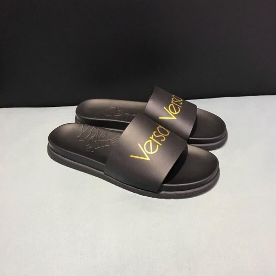 Versace Fashion Slippers Cowhide Black And Yellow Men
