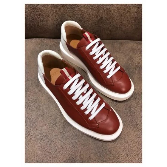 Bally Fashion Leather Sports Shoes Cowhide White And Red Men
