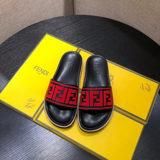 Fendi Slippers Black And Red Upper Wave Sole Men