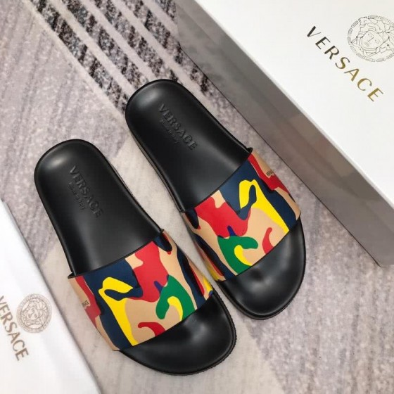 Versace Top Quality Cowhide Slippers Red Blue And Yellow Men