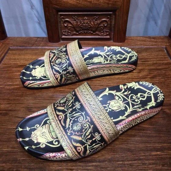 Versace Fashion Slippers Cowhide Pattern Yellow And Black Men 