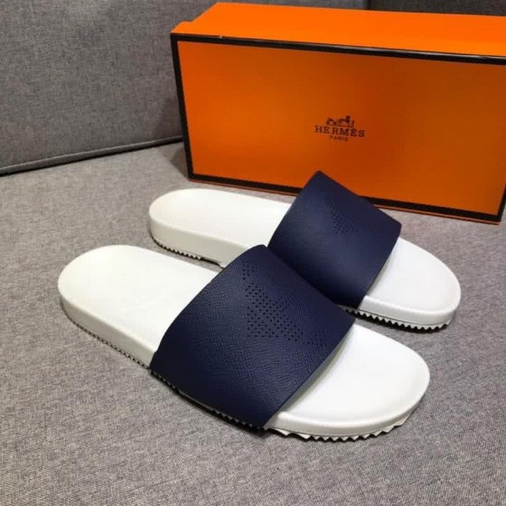 Hermes Fashion Comfortable Sandals Cowhide Blue And White Men