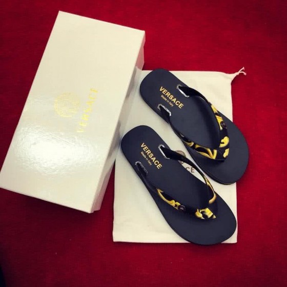 Versace Top Quality Flip Flops Slippers Black And Yellow Men