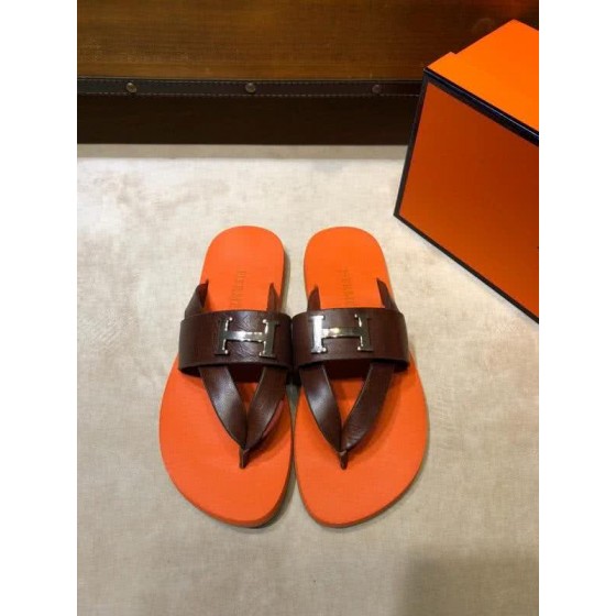 Hermes Fashion Comfortable Slipper Cowhide Orange And Brown Men