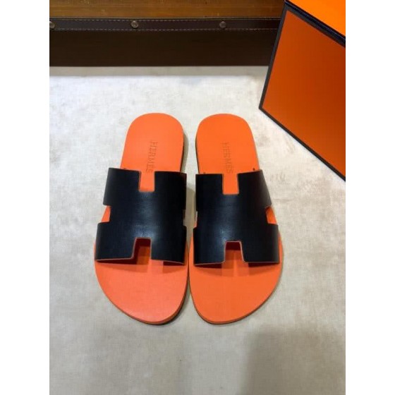 Hermes Fashion Comfortable Slipper Cowhide Orange And Black Men