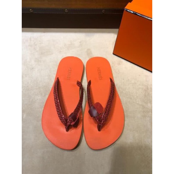 Hermes Fashion Comfortable Slipper Cowhide Orange And Red Men