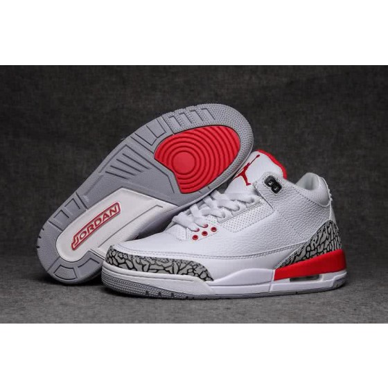 Air Jordan 3 Shoes White Red And Grey Men