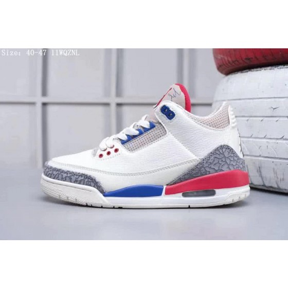 Air Jordan 3 Shoes White Blue And Red Men