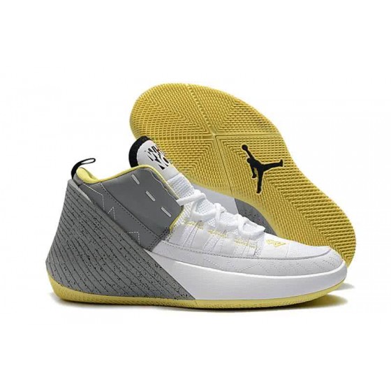 Air Jordan 1 Shoes Grey White And Yellow Men