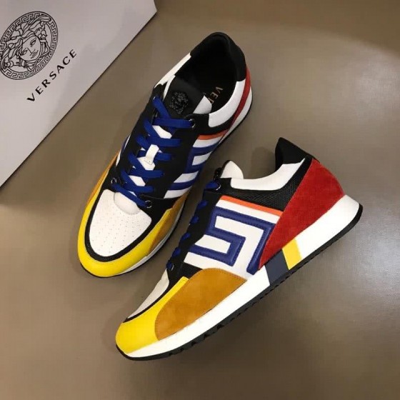 Versace  Latex Leather Classic Style Casual Shoes Yellow Red And Blue Men