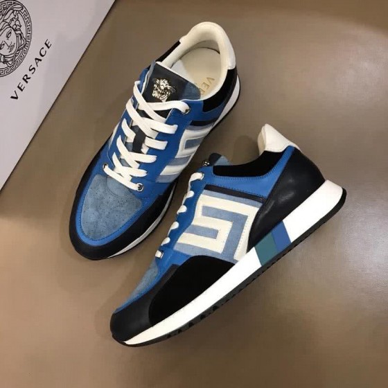 Versace  Latex Leather Classic Style Casual Shoes Black And Blue Men