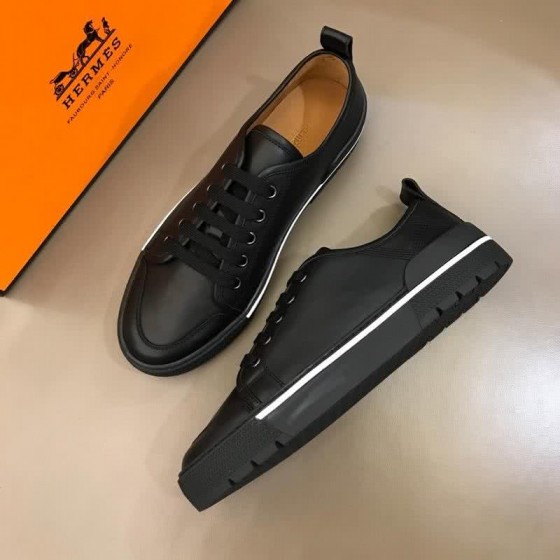 Hermes Fashion Comfortable Sports Shoes Cowhide Black Men