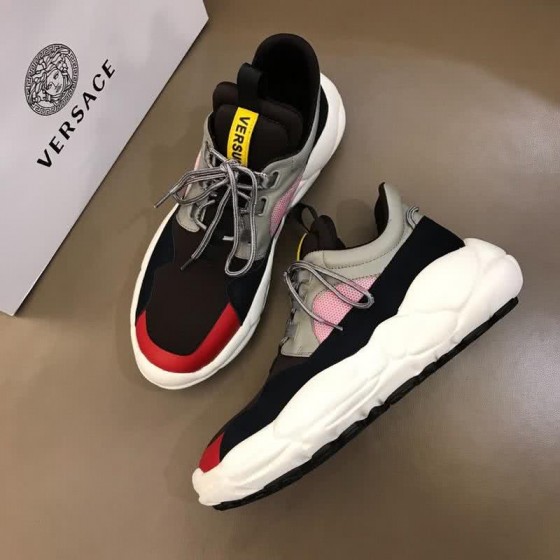 Versace First Layer Cowhide Sneakers Pink Gray And Black Men