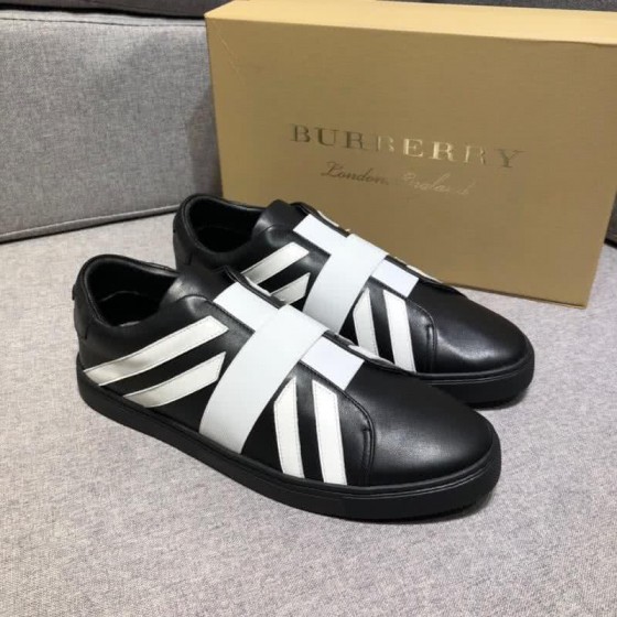 Burberry Fashion Comfortable Shoes Cowhide Black And White Men