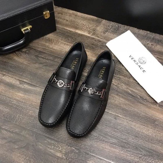 Versace New Loafers Cowhide Wear-resistant Black Men