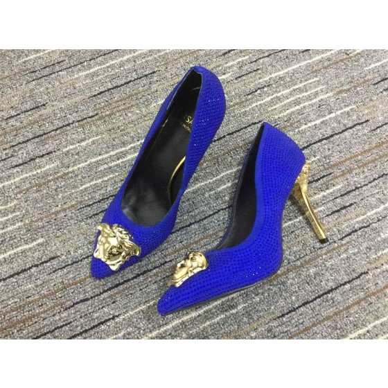 Versace High Heels Rhinestones Blue Golden Women