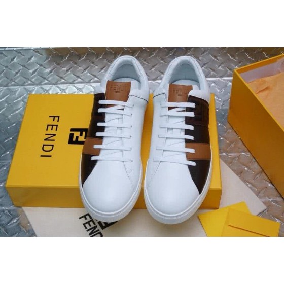 Fendi Sneakers Calf Leather Black White Brown Upper TPU Sole Men