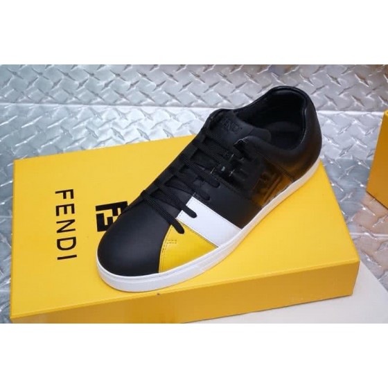 Fendi Sneakers Calf Leather Black White Yellow Upper White TPU Sole Men