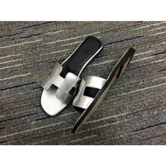Hermes Slippers Silver And Black Women