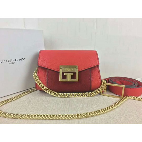 Givenchy Small gv3 Bag In Grained Leather And Suede Red
