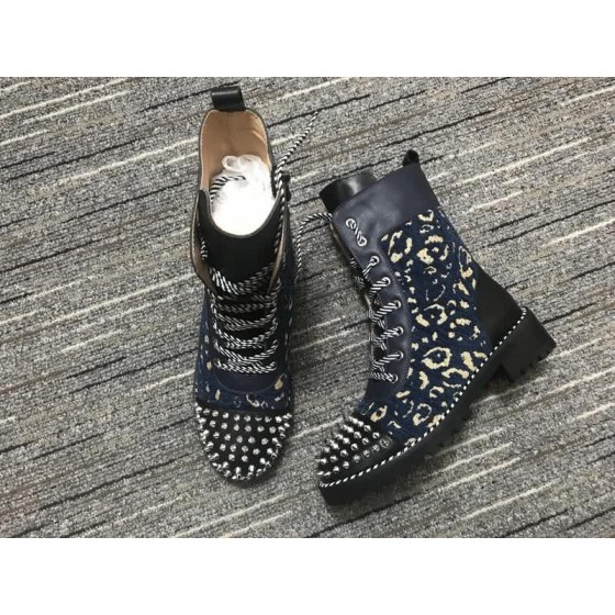 Christian Louboutin Boots Flats Leather Rivets Black Women