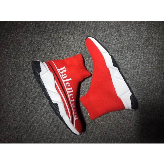 Balenciaga Speed Sock Boots Red White with Logo