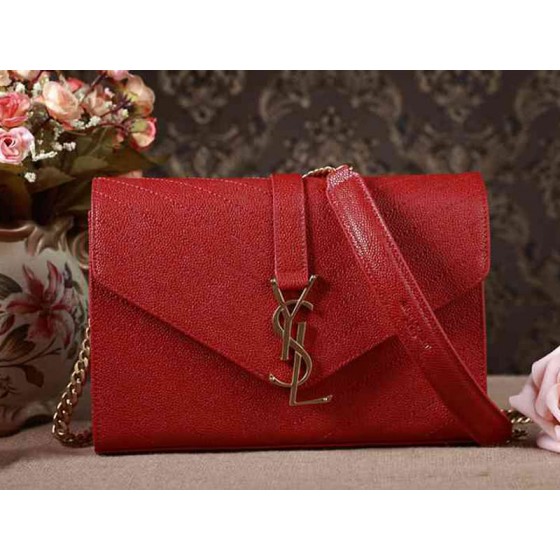 Ysl Small Monogramme Satchel Red Grain Textured Matelasse Leather