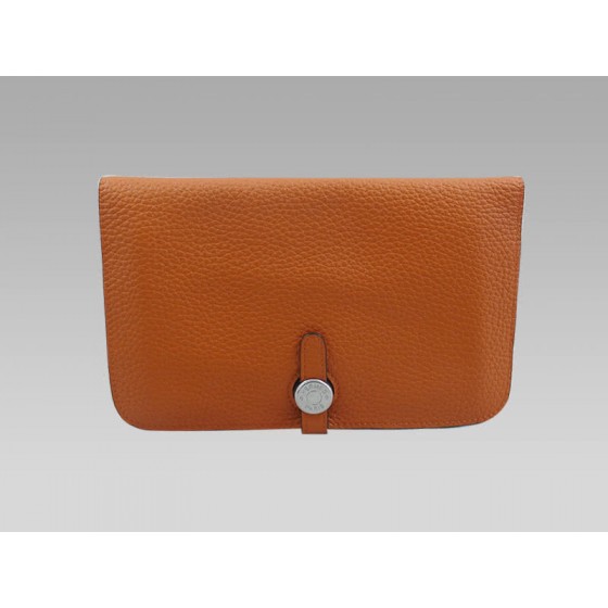 Hermes Dogon Togo Leather Wallet Purse Orange