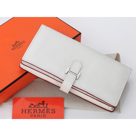 Hermes Dogon Togo Original Calfskin Bearn Japonaise Bi-Fold Wallet White