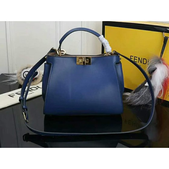 Fendi Peekaboo Essential Calfskin Leather Bag Blue