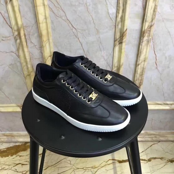 Versace New Casual Shoes Cowhide Black Men