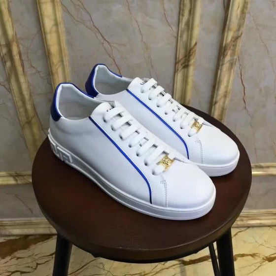 Versace Fashion Casual Shoes Cowy Lining White And Blue Men