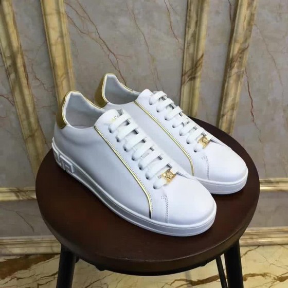 Versace Fashion Casual Shoes Cowy Lining White And Gold Men