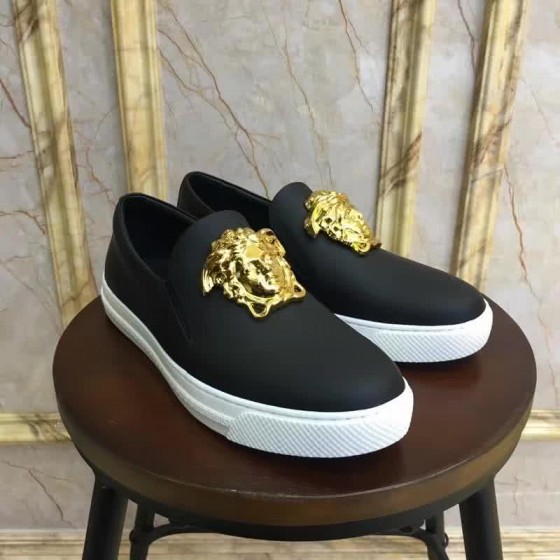 Versace New Loafers Cowhide Wear-resistant Gold Medusa Matte Black Men