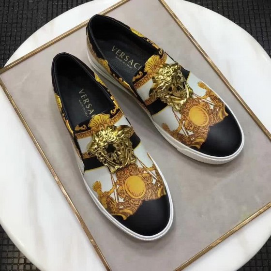 Versace Cowhide Loafers Top Quality Pattern Yellow And Black Men