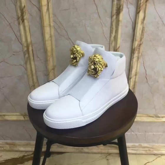 Versace High-top Casual Shoes Cowhide White Men
