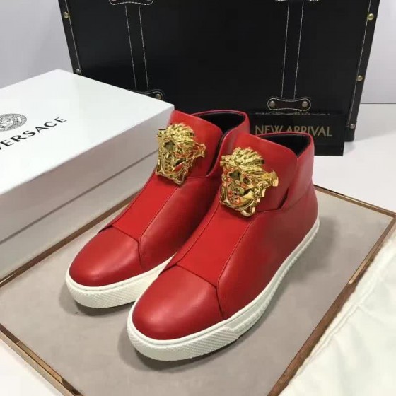 Versace High-top Casual Shoes Cowhide Red Men