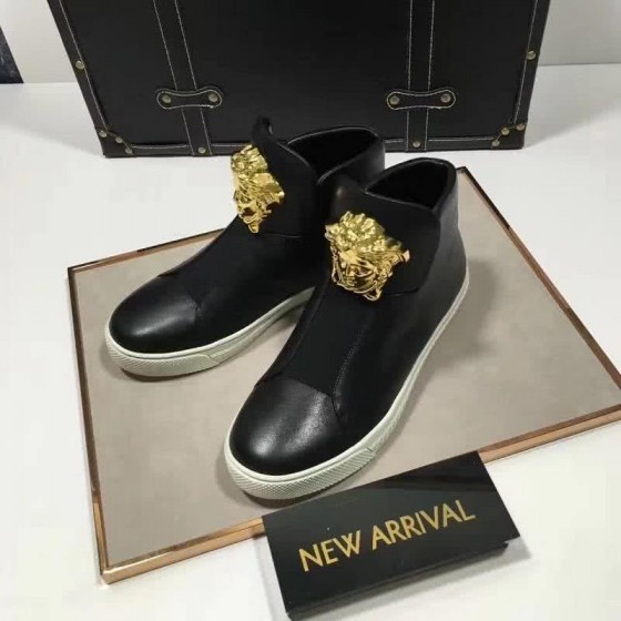 Versace High-top Casual Shoes Cowhide Black Men