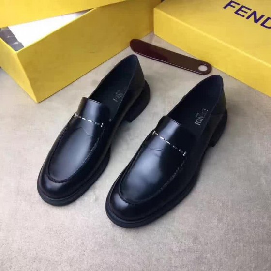 Fendi Loafers High Quality Real Calf Leather Silver Decoration Men