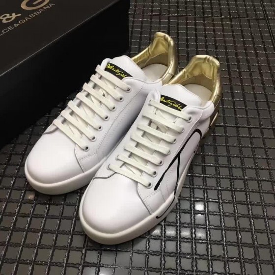 Dolce & Gabbana Sneakers Leather Black Letters White Golden Men