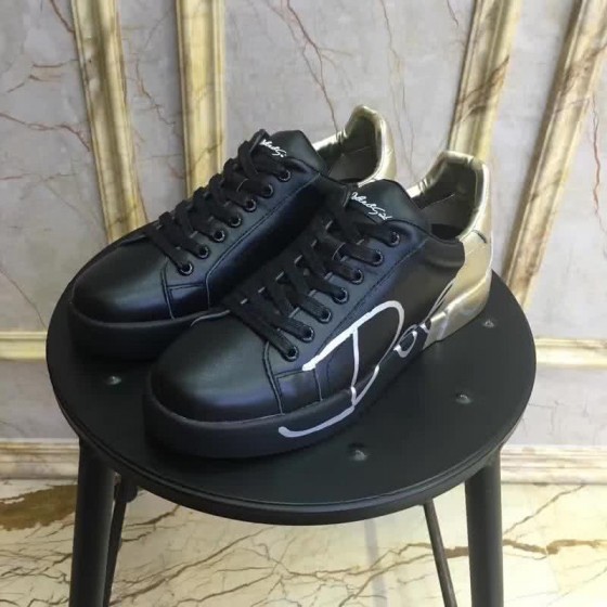 Dolce & Gabbana Sneakers Leather White Letters Black Golden Men