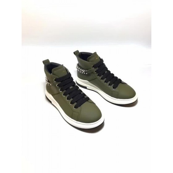 Alexander McQueen Sneakers Leather Army Green Chains Men