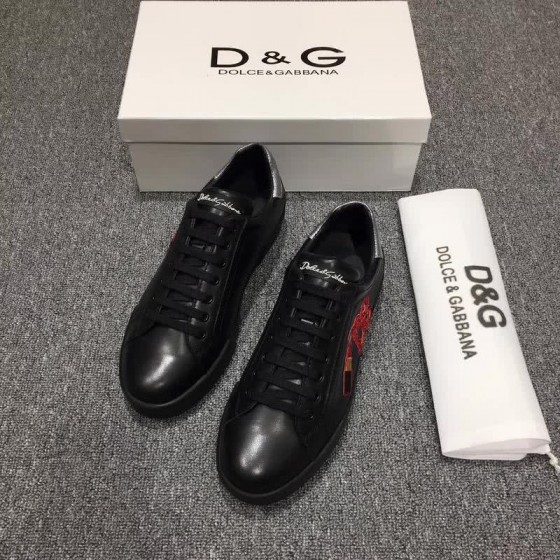 Dolce & Gabbana Sneakers Leather Red Letters Black Silver Men